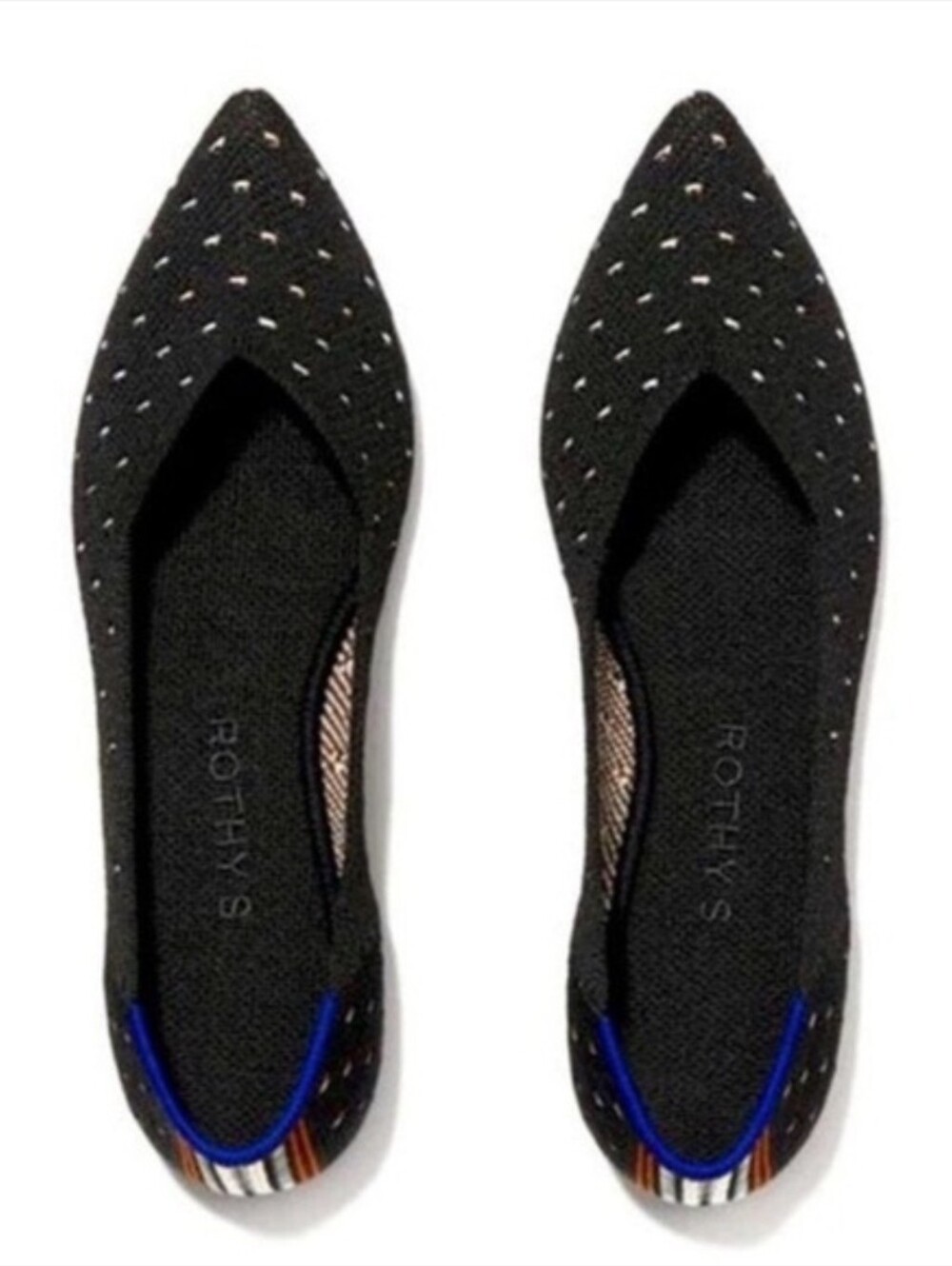 ROTHYS Black The Point Ivory Dot Slip On Flats